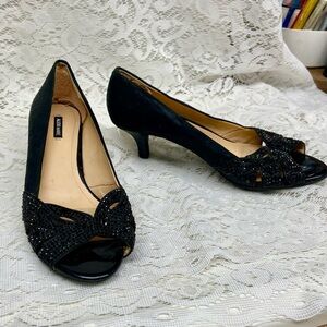 Alex Marie Black with Rhinestones High Heel Shoes Size 8.5